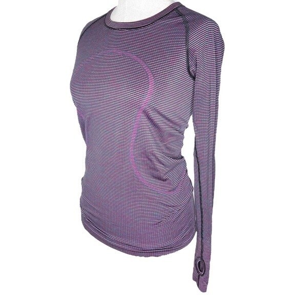 Lululemon Swiftly Tech Long Sleeve Crew sz 6 * Pink Paradise Black Lavender Blue - Picture 2 of 7